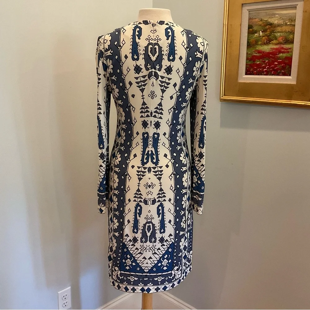 Tory‎ Burch Matte Jersey Lisbon Blue & White Dress